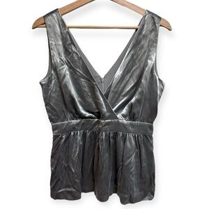 J. Crew Collection V-Neck Silk Blend Velvet Peplum Top Size 2